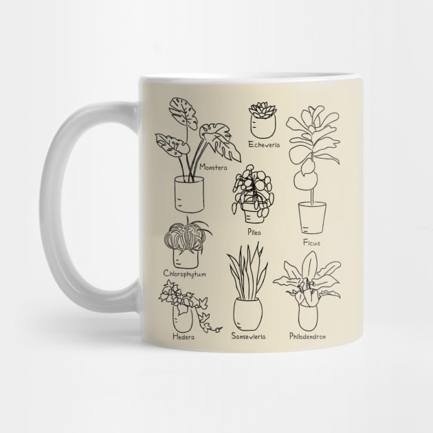 Hand Drawn Indoor Plants for Plant Lovers and Lovers of Cottage Core by YourGoods